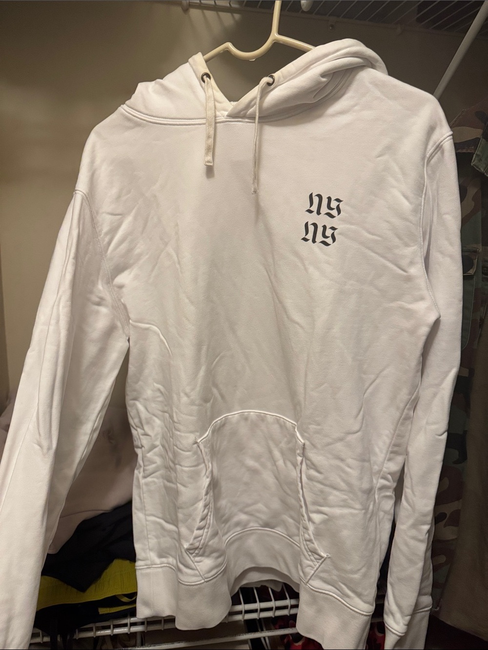 Men's White Logo Pullover Hoodie